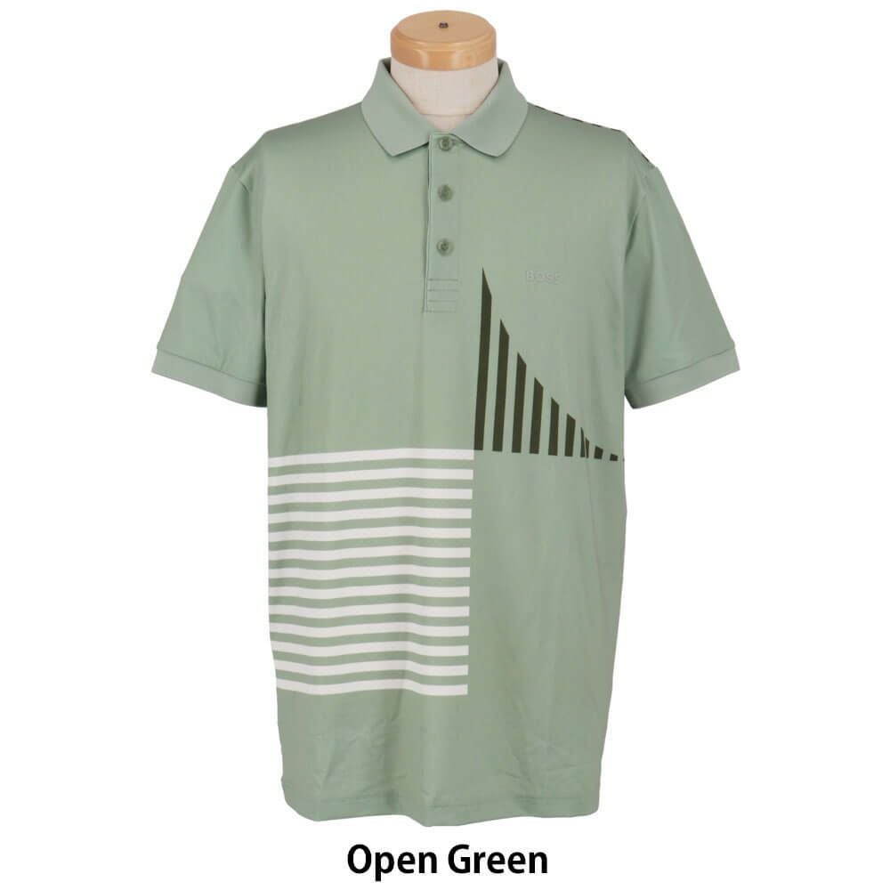 ボス BOSS　Paddy アクティブ ストレッチジャージー デジタルプリント 半袖 ポロシャツ 50538101 OpenGreen