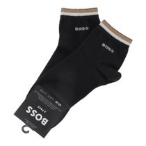 ボス BOSS　ショートソックス 2足セット シグネチャーストライプカフ 50491195 001 Black