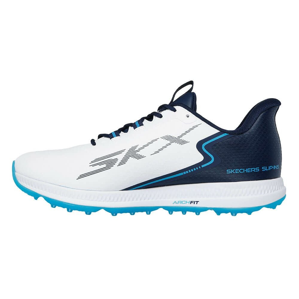スケッチャーズ SKECHERS　GO GOLF スリップインズ エリート シックス メンズ スパイクレス ゴルフシューズ 214130　2025年モデル ホワイト/ネイビー（WNV） 詳細2