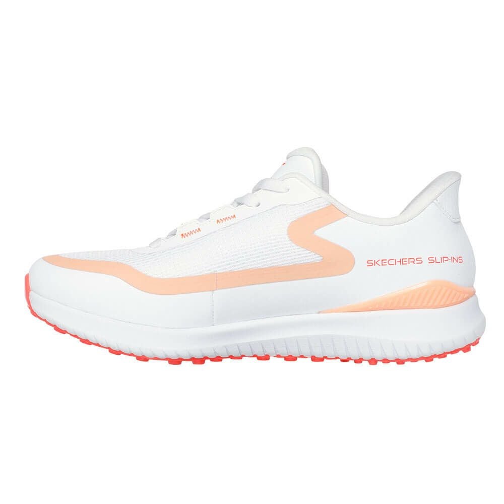 スケッチャーズ SKECHERS　GO GOLF スリップインズ フライト レディース スパイクレス ゴルフシューズ 123131 WCRL　2025年モデル ホワイト/コーラル（WCRL） 詳細2