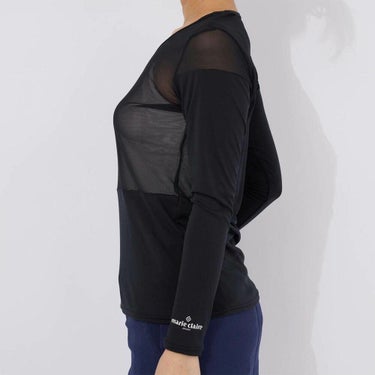 マリクレール marie claire　レディース UVカット メッシュ切替 長袖 Uネック インナーシャツ 714-982-5 ブラック　2025年モデル 詳細2