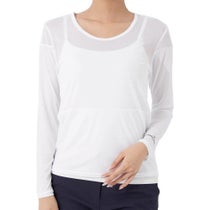 マリクレール marie claire　レディース UVカット メッシュ切替 長袖 Uネック インナーシャツ 714-982-5 ホワイト　2025年モデル