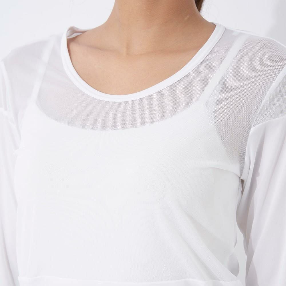マリクレール marie claire　レディース UVカット メッシュ切替 長袖 Uネック インナーシャツ 714-982-5 ホワイト　2025年モデル 詳細3