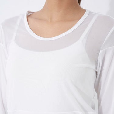 マリクレール marie claire　レディース UVカット メッシュ切替 長袖 Uネック インナーシャツ 714-982-5 ホワイト　2025年モデル 詳細3