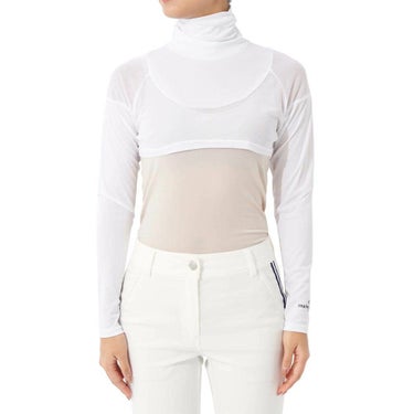 マリクレール marie claire　レディース UVカット メッシュ切替 ボレロ丈 長袖 ハイネック インナーシャツ 7149-845 ホワイト　2025年モデル ホワイト