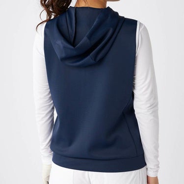 マリクレール marie claire　レディース 接触冷感 ロゴプリント フード付き フルジップ ベスト 715-250 ネイビー　2025年モデル 詳細1