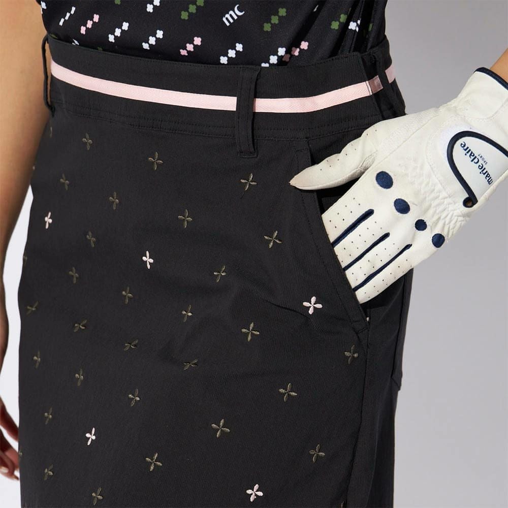 マリクレール marie claire　レディース 飛び柄 ストレッチ ウエストライン スカート 715-360 ブラック　2025年モデル 詳細5