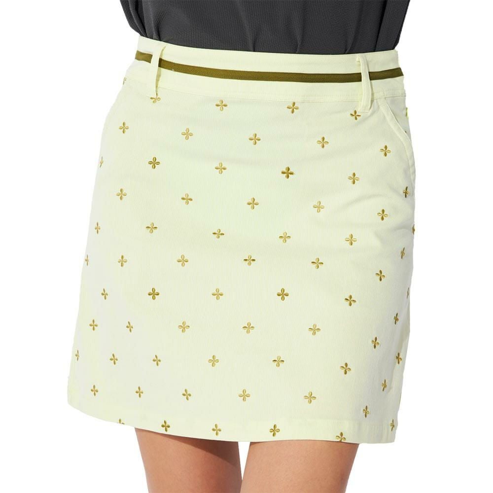 マリクレール marie claire　レディース 飛び柄 ストレッチ ウエストライン スカート 715-360 イエロー　2025年モデル イエロー
