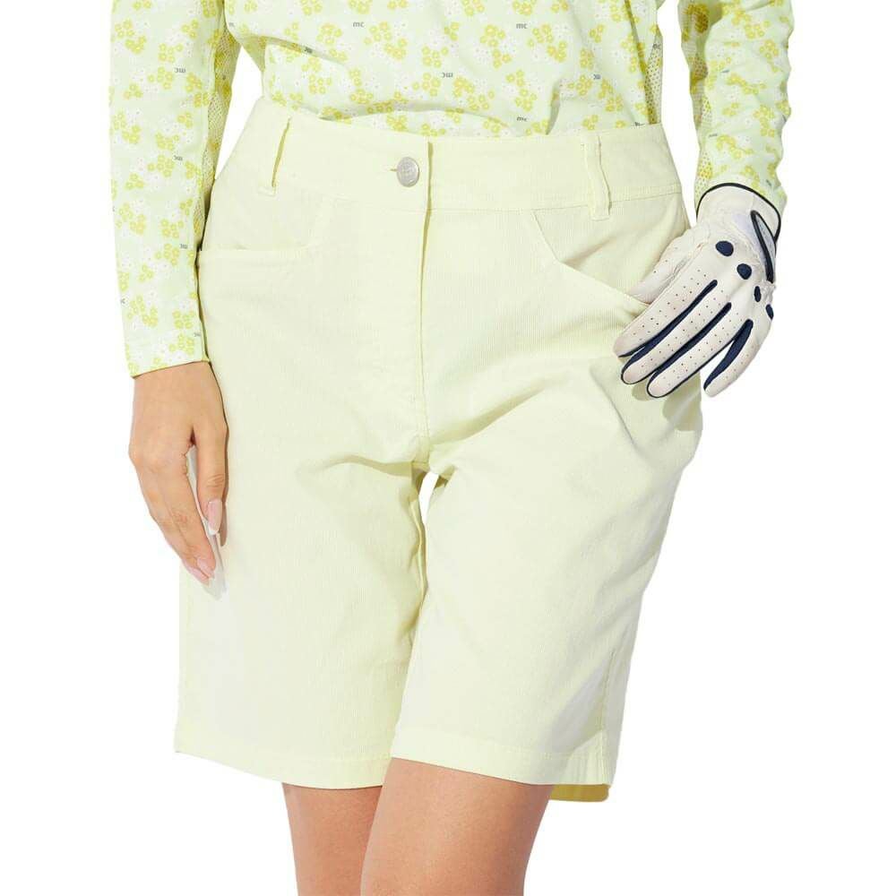 マリクレール marie claire レディース ロゴ刺繍 ストレッチ ショートパンツ 715-362 イエロー 2025年モデル