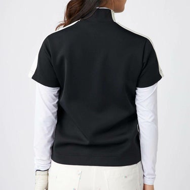 マリクレール marie claire　レディース 配色切替 半袖 プルオーバー & 長袖 Uネック インナーシャツ 715-553 ブラック　2025年モデル 詳細1