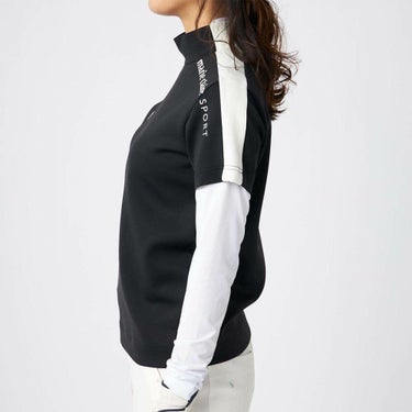 マリクレール marie claire　レディース 配色切替 半袖 プルオーバー & 長袖 Uネック インナーシャツ 715-553 ブラック　2025年モデル 詳細2