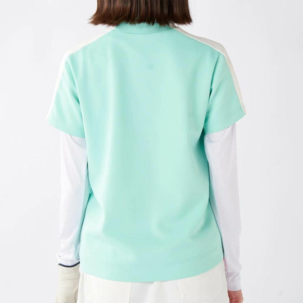 マリクレール marie claire　レディース 配色切替 半袖 プルオーバー & 長袖 Uネック インナーシャツ 715-553 ブルー　2025年モデル 詳細1