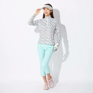 マリクレール marie claire　レディース 小花柄 メッシュ切替 長袖 ハーフジップシャツ 715-555 ブラック　2025年モデル 詳細4