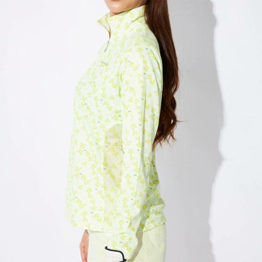 マリクレール marie claire　レディース 小花柄 メッシュ切替 長袖 ハーフジップシャツ 715-555 イエロー　2025年モデル 詳細2