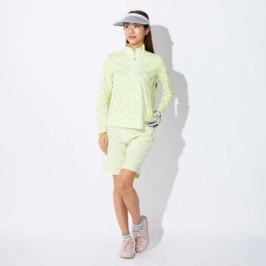 マリクレール marie claire　レディース 小花柄 メッシュ切替 長袖 ハーフジップシャツ 715-555 イエロー　2025年モデル 詳細4