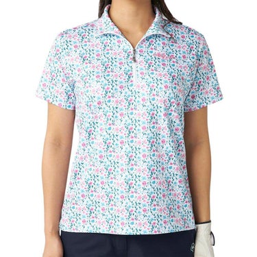 マリクレール marie claire　レディース 花柄 総柄 半袖 ハーフジップシャツ 715-651 ピンク　2025年モデル ピンク