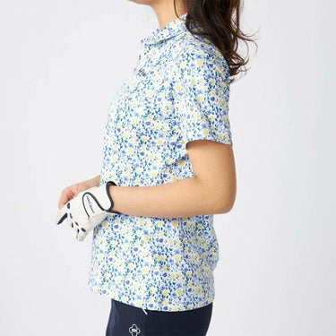 マリクレール marie claire　レディース 花柄 総柄 半袖 ハーフジップシャツ 715-651 イエロー　2025年モデル 詳細2