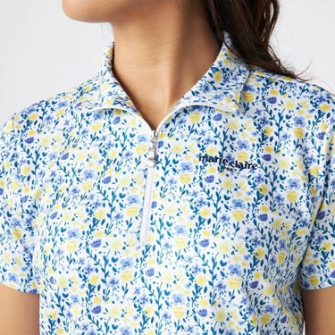 マリクレール marie claire　レディース 花柄 総柄 半袖 ハーフジップシャツ 715-651 イエロー　2025年モデル 詳細3