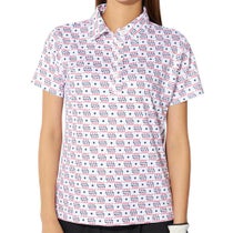 マリクレール marie claire　レディース モノグラム柄 配色切替 半袖 ポロシャツ 715-652 ピンク　2025年モデル