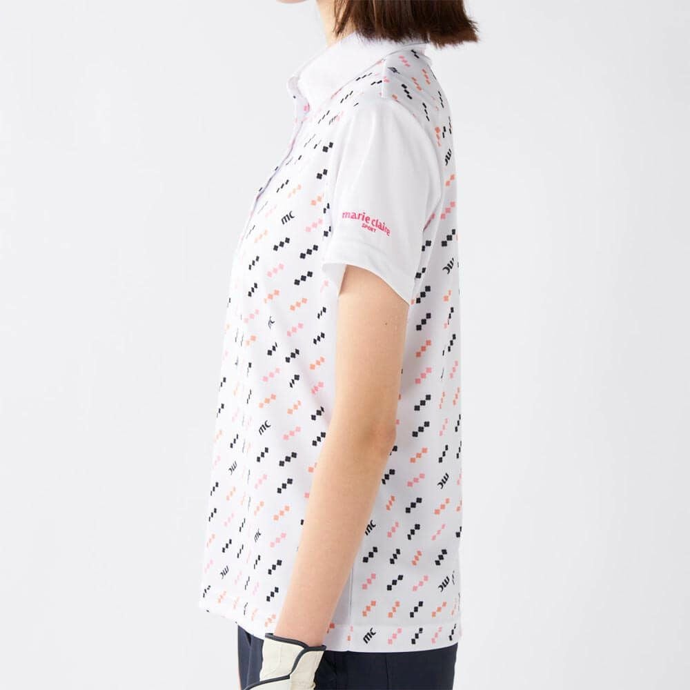 マリクレール marie claire　レディース 接触冷感 ロゴモチーフ 半袖 ポロシャツ 715-654 ホワイト　2025年モデル 詳細2