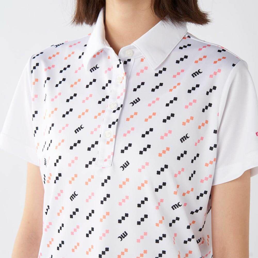 マリクレール marie claire　レディース 接触冷感 ロゴモチーフ 半袖 ポロシャツ 715-654 ホワイト　2025年モデル 詳細3