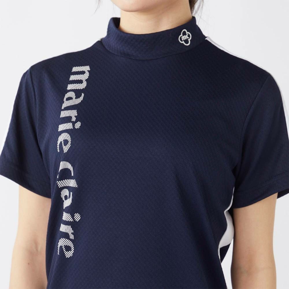 マリクレール marie claire　レディース 配色切替 半袖 モックネックシャツ 715-659 ネイビー　2025年モデル 詳細3