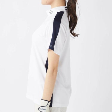 マリクレール marie claire　レディース 配色切替 半袖 モックネックシャツ 715-659 ホワイト　2025年モデル 詳細2