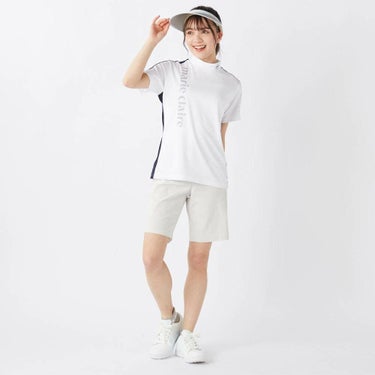 マリクレール marie claire　レディース 配色切替 半袖 モックネックシャツ 715-659 ホワイト　2025年モデル 詳細4