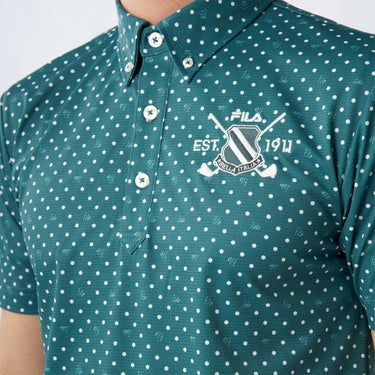 フィラ FILA　メンズ ドット柄 ストレッチ 半袖 ボタンダウン ポロシャツ 745-602 ダークグリーン　2025年モデル 詳細4
