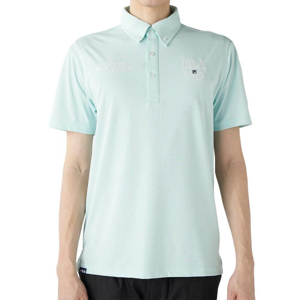 フィラ FILA　メンズ ロゴ刺繍 ストレッチ 半袖 ボタンダウン ポロシャツ 745-606 ライトブルー　2025年モデル