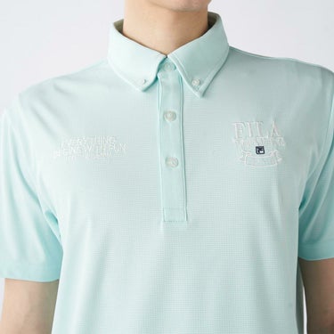 フィラ FILA　メンズ ロゴ刺繍 ストレッチ 半袖 ボタンダウン ポロシャツ 745-606 ライトブルー　2025年モデル 詳細4