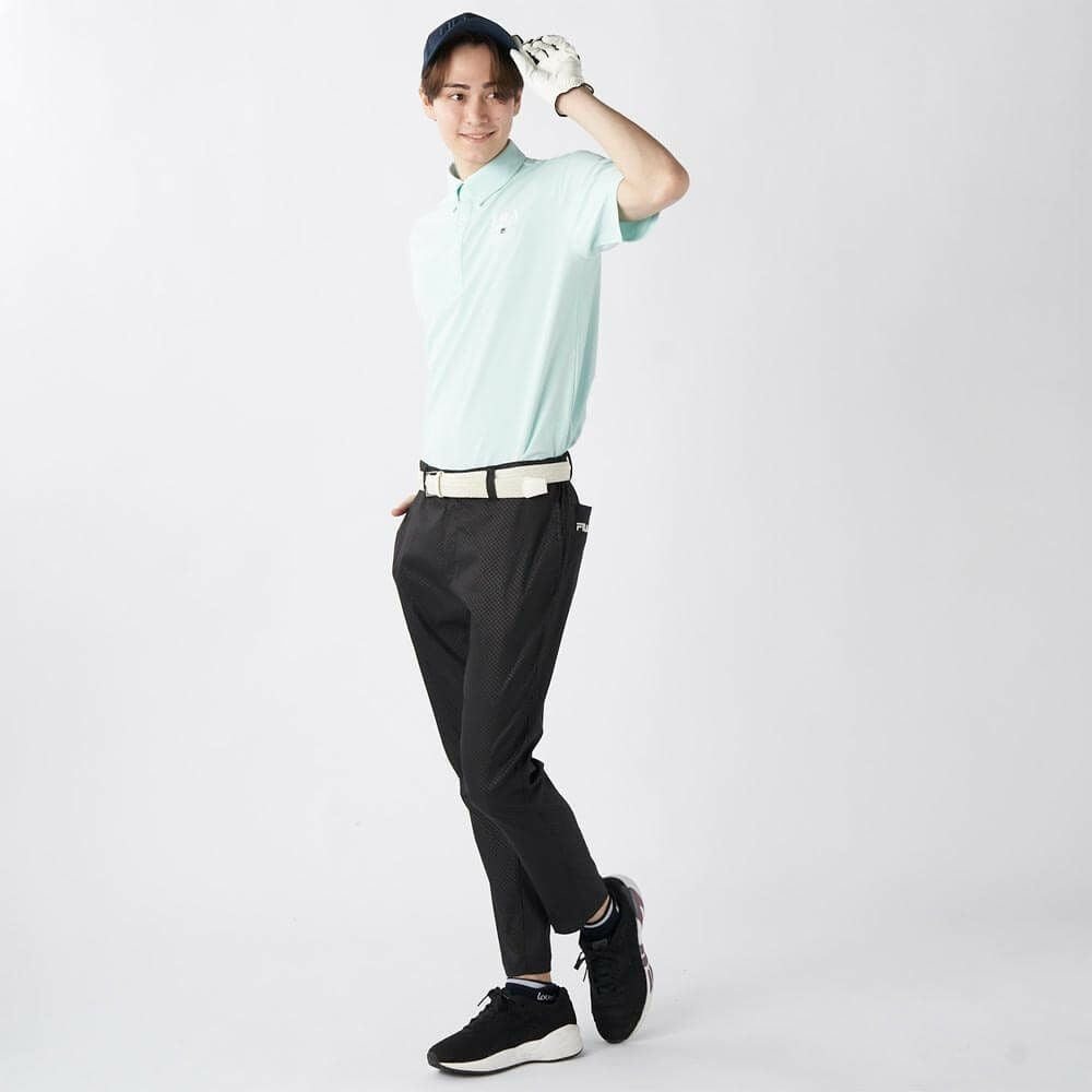 フィラ FILA　メンズ ロゴ刺繍 ストレッチ 半袖 ボタンダウン ポロシャツ 745-606 ライトブルー　2025年モデル 詳細7
