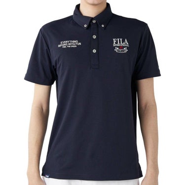 フィラ FILA　メンズ ロゴ刺繍 ストレッチ 半袖 ボタンダウン ポロシャツ 745-606 ネイビー　2025年モデル