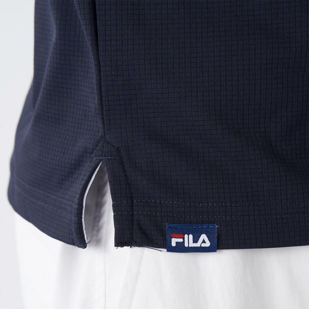 フィラ FILA　メンズ ロゴ刺繍 ストレッチ 半袖 ボタンダウン ポロシャツ 745-606 ネイビー　2025年モデル 詳細5