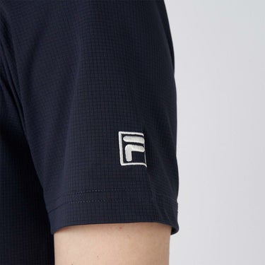 フィラ FILA　メンズ ロゴ刺繍 ストレッチ 半袖 ボタンダウン ポロシャツ 745-606 ネイビー　2025年モデル 詳細6