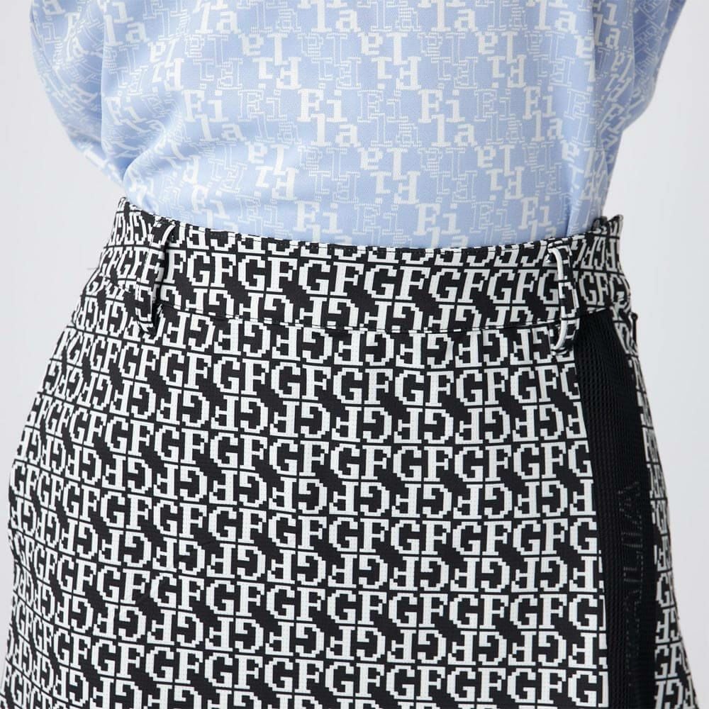 フィラ FILA　レディース 配色切替 部分メッシュ インナーパンツ付き スカート 755-343 ブラックプリント　2025年モデル 詳細4