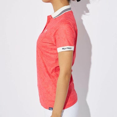 フィラ FILA　レディース プリント柄 遮熱 半袖 ポロシャツ 755-603 ピンク　2025年モデル 詳細3