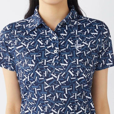 フィラ FILA　レディース 接触冷感 タイポグラフィ柄 半袖 ポロシャツ 755-607 ネイビー　2025年モデル 詳細4