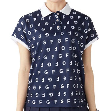 フィラ FILA　レディース モノグラム柄 フレンチスリーブ 半袖 ポロシャツ 755-610 ネイビー　2025年モデル