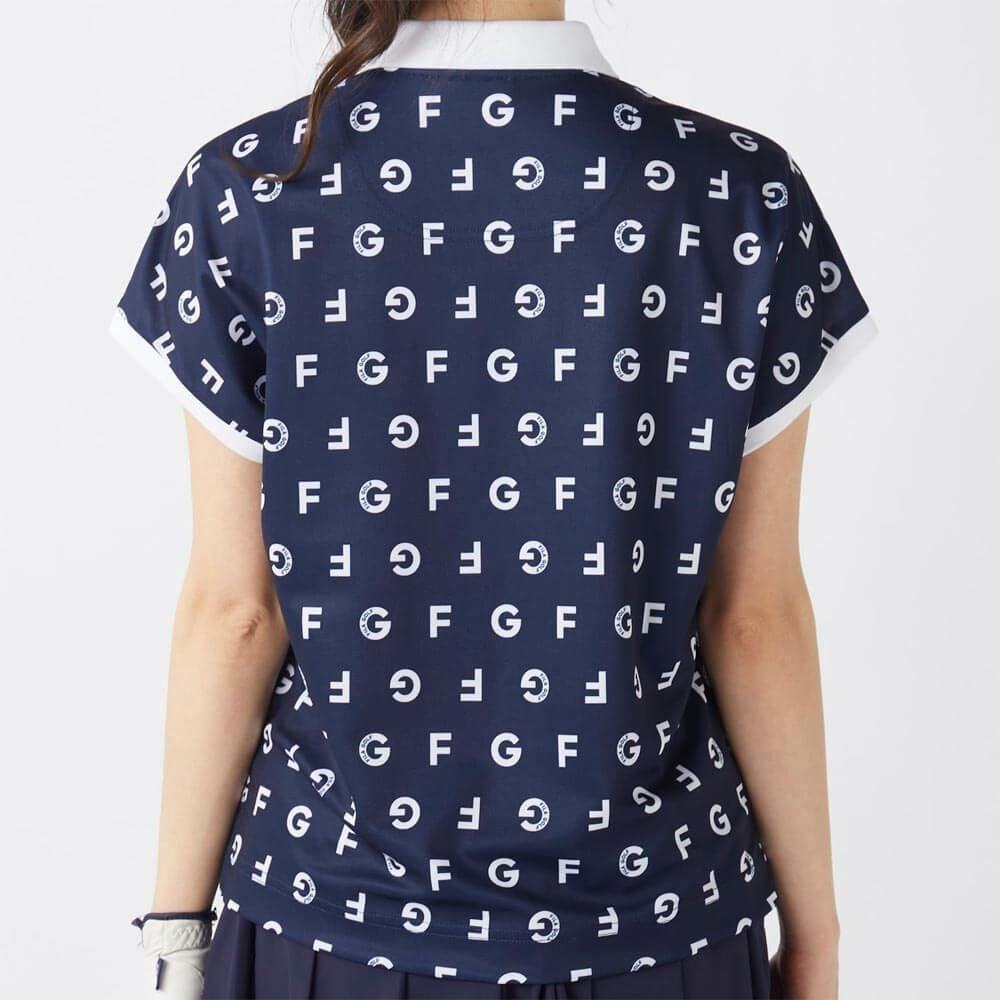 フィラ FILA　レディース モノグラム柄 フレンチスリーブ 半袖 ポロシャツ 755-610 ネイビー　2025年モデル 詳細2