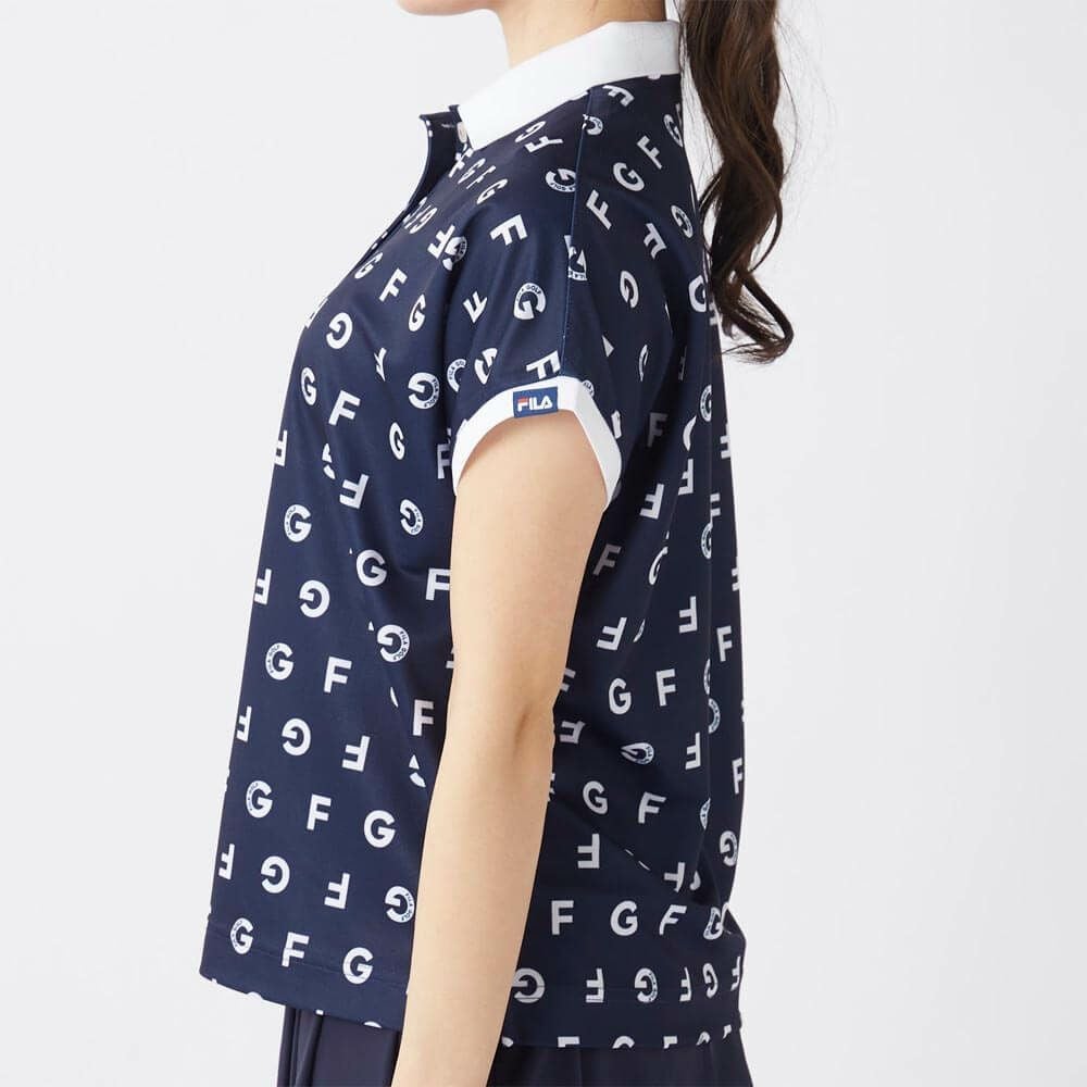 フィラ FILA　レディース モノグラム柄 フレンチスリーブ 半袖 ポロシャツ 755-610 ネイビー　2025年モデル 詳細3
