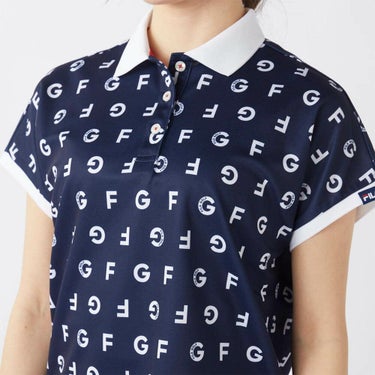 フィラ FILA　レディース モノグラム柄 フレンチスリーブ 半袖 ポロシャツ 755-610 ネイビー　2025年モデル 詳細4