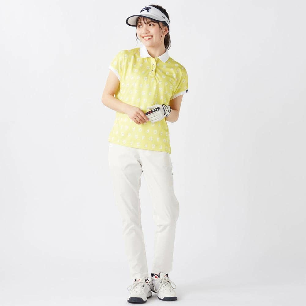 フィラ FILA　レディース モノグラム柄 フレンチスリーブ 半袖 ポロシャツ 755-610 イエロー　2025年モデル 詳細6