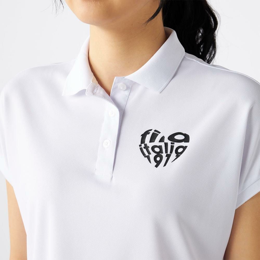 フィラ FILA　レディース ロゴデザイン ハート バックプリント 半袖 ポロシャツ 755-615 ホワイト　2025年モデル 詳細4