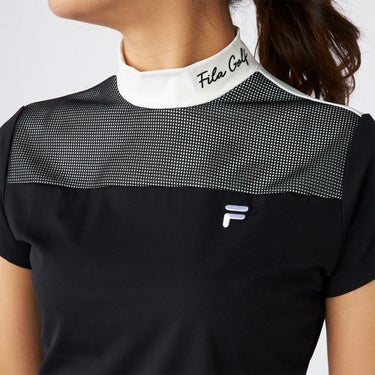 フィラ FILA　レディース メッシュレイヤード バイカラー 半袖 モックネックシャツ 755-647 ブラック　2025年モデル 詳細4