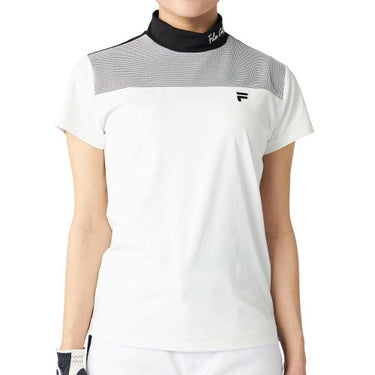 フィラ FILA　レディース メッシュレイヤード バイカラー 半袖 モックネックシャツ 755-647 ホワイト　2025年モデル