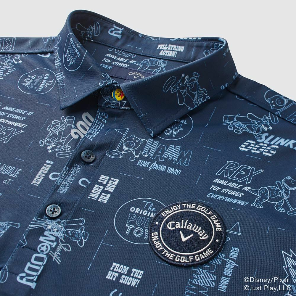 キャロウェイ Callaway　トイ・ストーリー キャロウェイコレクション 総柄 半袖 ポロシャツ C25134131 1120 ネイビー　2025年モデル 詳細3