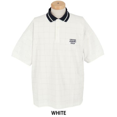 ユナイテッドアローズゴルフ　メンズ プレイド ジャガード 半袖 ポロシャツ 6017-699-0113　2025年モデル WHITE