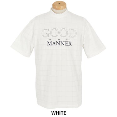 ユナイテッドアローズゴルフ　メンズ ロゴプリント ジャガード 半袖 モックネックシャツ 6017-699-0114　2025年モデル WHITE