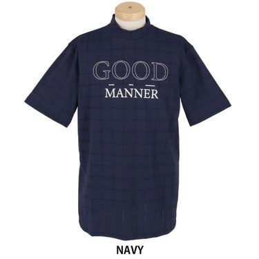 ユナイテッドアローズゴルフ　メンズ ロゴプリント ジャガード 半袖 モックネックシャツ 6017-699-0114　2025年モデル NAVY